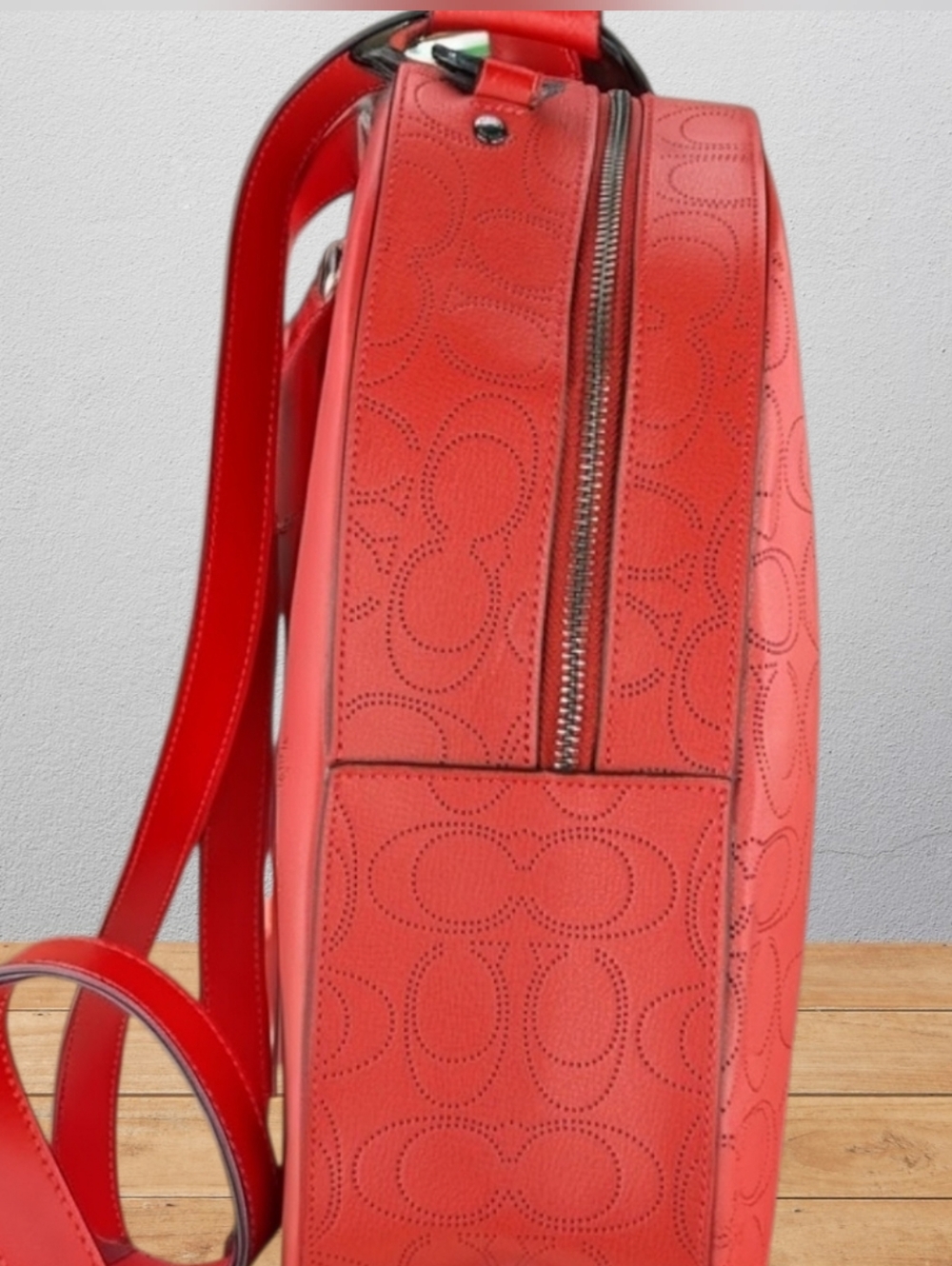 Coach Jordyn Perforated Leather Backpack Miami Red NWOT $450 Retail - Picture 14 of 16
